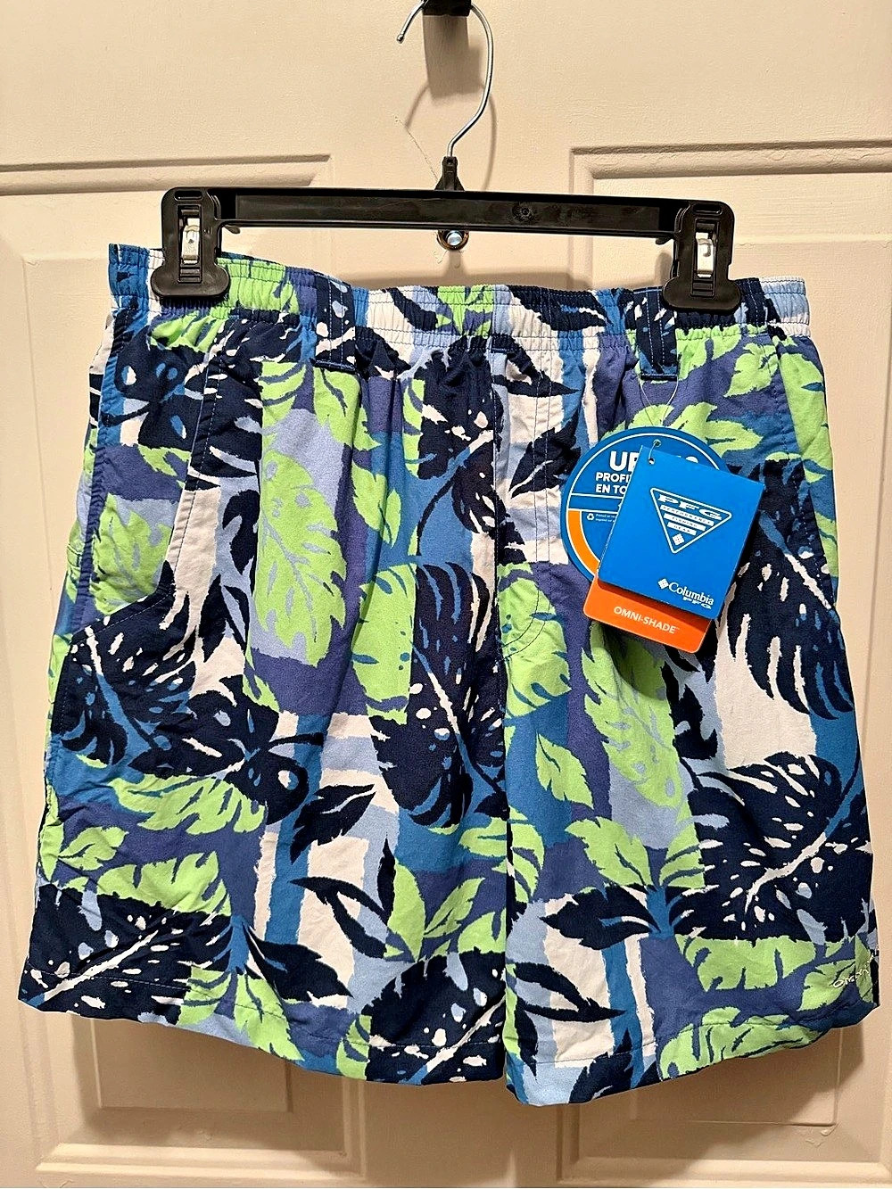 Columbia Men'Small PFG Rambler Printed Water Shorts Blue & Green Small
